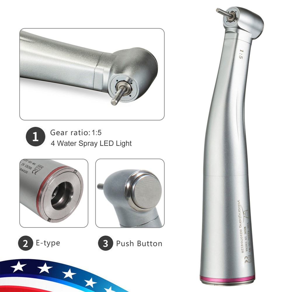Dental 1:1 /1:5 / 20:1 NO-LED/LED Fiber Optic Contra Angle Handpiece Low Speed