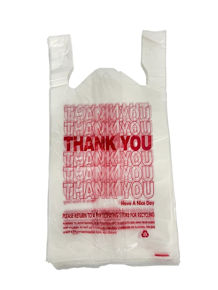 300 Bags T-Shirt Thank You Plastic Grocery Store Shopping Carry Out Bags.