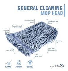 Bison Life KLEEN HANDLER Nano Microbial General Cleaning Mop – 24 Replacements
