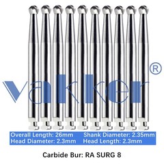 10-100pc Dental Surgical Round Carbide Burs Latch Type Slow Speed 26mm RA SURG 8