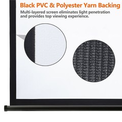Black Projector Screen Pull Down 16:10 Foldable Wall Mount HD Projection Screen