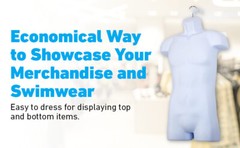 3 Clothing Display Torso Forms Fits S-L Hanging Male Mannequin White Hollow Back