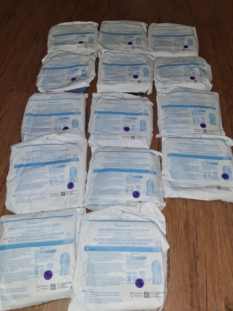 Lot of 14 Cardinal Health 9545 XL Non-Reinforced Surgical Gowns AAMI Level 3
