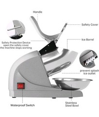 380W Electric Ice Shaver Snow Cone Machine, 3 Blades 286lbs an Hour, Ice Crusher