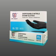GP CRAFT Disposable Nitrile Exam Gloves, 4 Mil, Black, Chemo Rated, Case of 1000