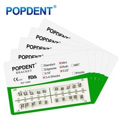 POPDENT Dental Orthodontic Metal Brackets MIM MBT/ROTH 022/018 345H Monoblock