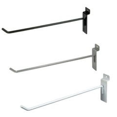 Slatwall Hooks: 1″, 2″, 4″, 6″, 8″, 10″, 12″ – Black, White, Chrome – FREE SHIP!