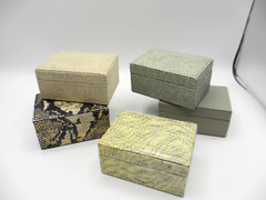 Leather Box Small Shagreen Embossed Gray Black