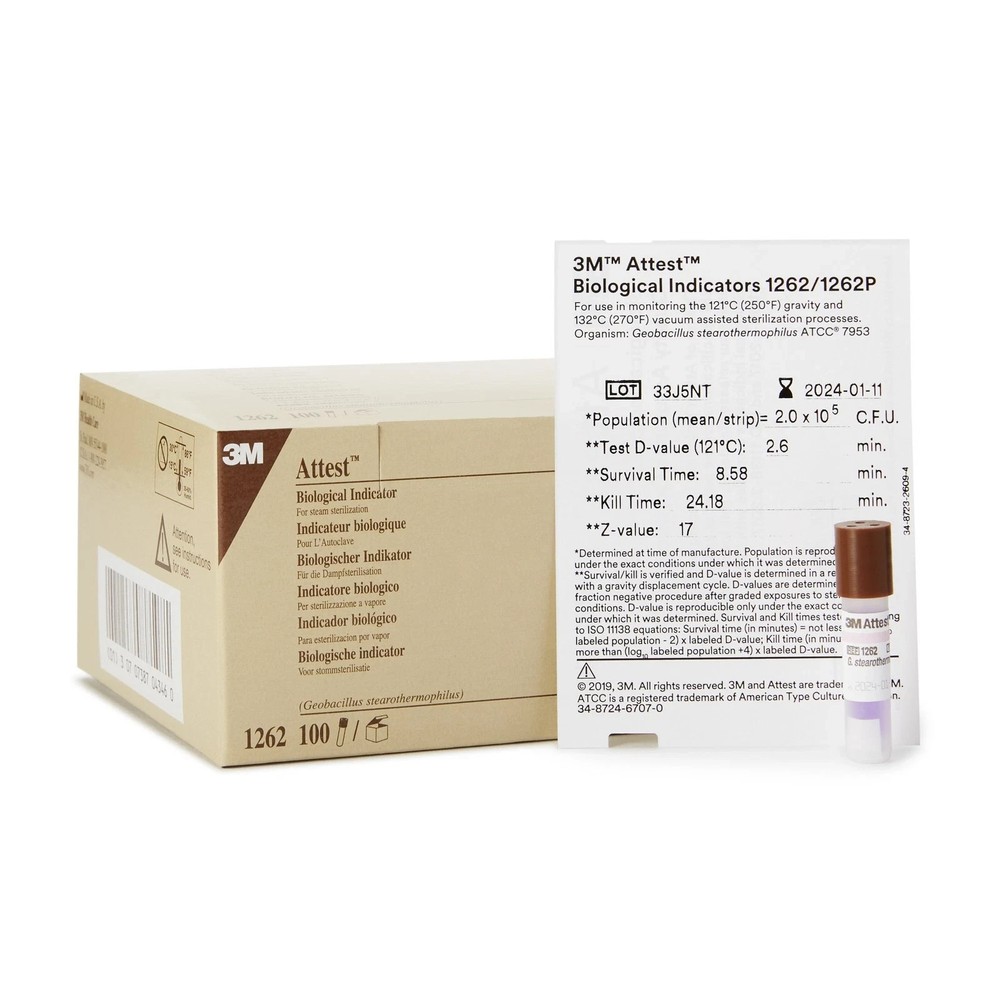 Attest Sterilization Biological Indicator Vial Steam Compatibility 1262 100 Ct