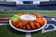 Buffalo Bills Serving Platter w/ Dip Bowl | Red White Blue Buffalo Zubaz Design