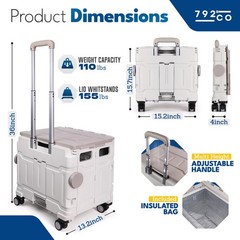 Ultimate Foldable Rolling Cart with Wheels and Bonus Insulated Shopping Bag.