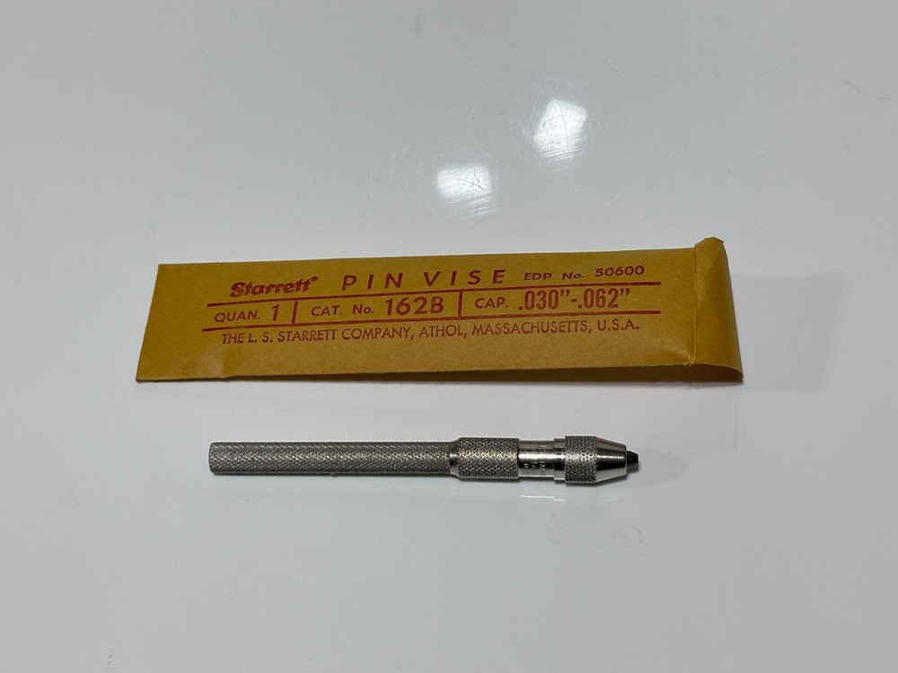 NEW Starrett Tools USA 162B Pin Vise, 0.030-0.062 In., Knurled, Nickel Plated