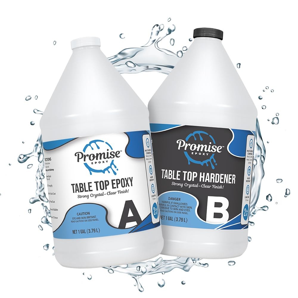 Promise Epoxy Table Top Epoxy Resin Kit 2 Gallon – Crystal Clear, Self Leveli…