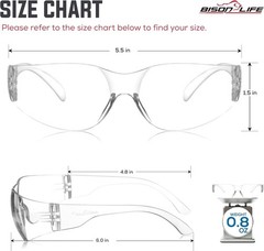 Bison Life Safety Glasses: 12 Pairs, Scratch-Resistant, ANSI Z87.1 Protection