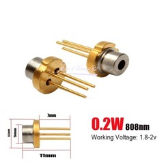 TO-18 808nm 200mW 5.6mm Metal Red IR Laser Diode 2-2.2V light-emitting diode