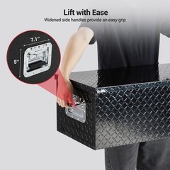 39in Aluminum Truck Tool Box Security Lock Wider Handles Waterproof Black