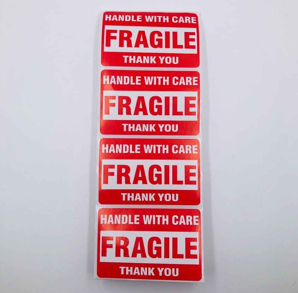 10 FRAGILE Handle with Care stickers DOT 2×3 inch Shipping Label UPS Fedex USPS