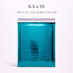 #0 (6.5″x9″ Interior) Glamour Metallic Teal Bubble Mailers with Peel-N-Seal