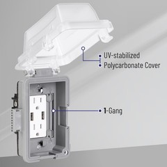 Bates- Weatherproof Electrical Outlet Cover, 1-Gang, Outdoor Plug Cover