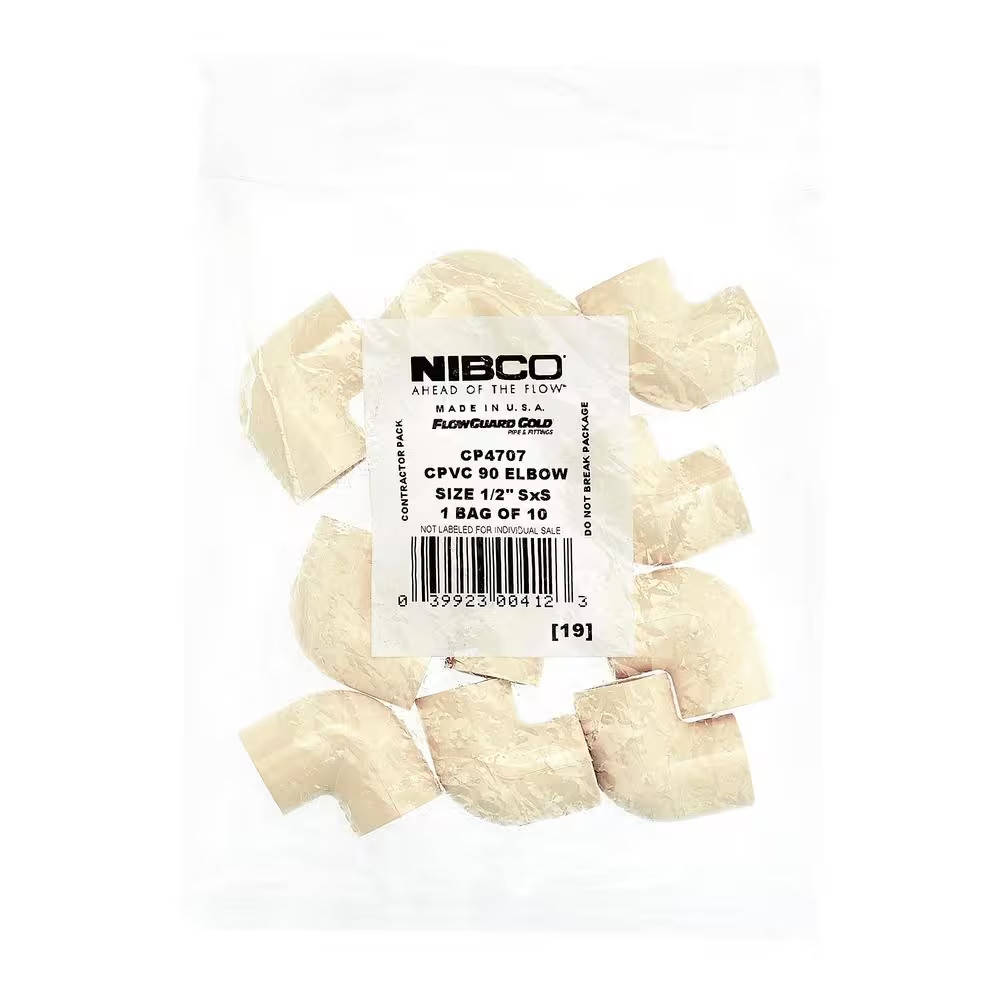 1/2 in. CPVC-CTS 90-Degree Slip x Slip Elbow Fitting (10-Pack)
