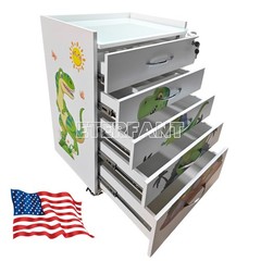 5-Drawer Cartoon Trolley Cart Acrylic Acrylic Mobile Wooden Cabinet Rolling Cart