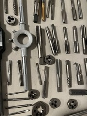 Lot of 90+ Assorted Machinist Tap & Die Assorted Sizes HS HSS & Handles