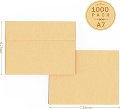 A7 Light Brown Kraft Envelopes Self Seal 1000 Pack, 120 GSM Printable 5×7 Mai…
