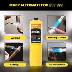 BlueFlame MAPP MAP PRO Gas Cylinder Pack 4, 99.9% High Purity Propylene 14.1 oz