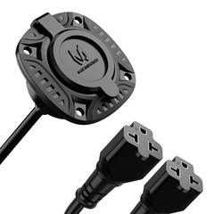20Amp 125V AC Port Plug 12AWG RV Shore Power Inlet 20″ Extension T-Plug Adapter