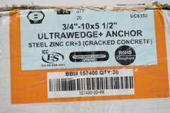 U.S. Anchor ULTRAWEDGE+ Concrete Anchors 3/4″-10 X 5-1/2 Steel Zinc 20pc 157400
