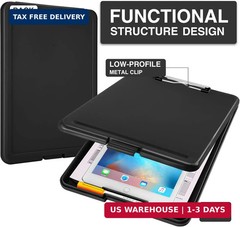 Sooez Clipboard with Storage, Plastic Storage Clipboards with Low Profile Clip,