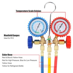 For R502 R134a R12 R22 AC Manifold Gauge Set A/C Refrigeration 3 Way Hose