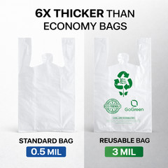 3 Mil Reusable Clear T-Shirt Grocery Bags 1/6 Size 11.5×6.5×21 Heavy Duty Bulk