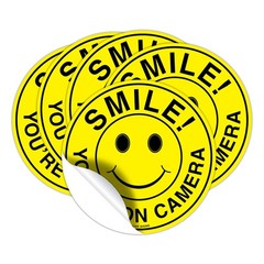5 PCS 4.5 Inch Circle Smile You’re On Camera Sign Adhesive Vinyl Decal Stick
