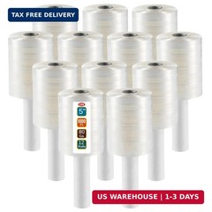 12 Pack Industrial Strength Mini Hand Stretch Wrap 5″ 1000 Ft Roll 80 Gauge Thic