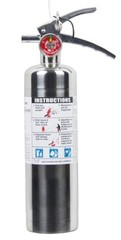 🎯2025-2 ½ lb. CHROME/STAINLESS STEEL ABC FIRE EXTINGUISHER W/STRAP BRACKET..NEW