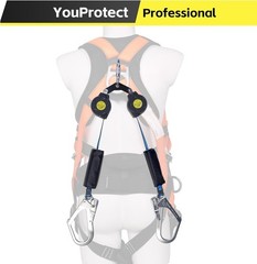 6 FT Dual Leg Self-Retracting Lifeline Web Lanyard Retractable, 2.36 in Shock Ab