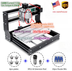 【USA】3 Axis 3018 Pro CNC Router Engraving Machine GRBL Control For Wood milling