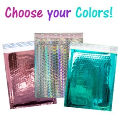 8.5×12 Holographic, Pink, Teal METALLIC BUBBLE MAILERS, Poly Padded Envelopes!