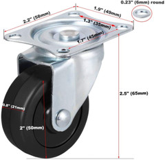 24 Pack 2″ Heavy Duty Swivel Caster Wheels with Rubber Base & Top Plate