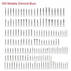 50pcs Dental Diamond Burs FG For High Speed Handpiece Friction Grip 149 Types