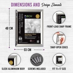 SECO Front Load Easy Open Snap Frame Poster/Picture Frame 11 x 17 Inches, Sil…