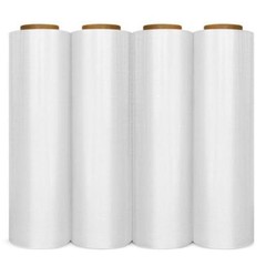 4 Rolls 18″ X 1500 FT Hand Stretch Plastic Film Shrink Pallet Wrap 80 Gauge