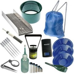 Sluice Monkey Gold Panning Kit 12″ 10″ 8″ Blue Gold Pans Mini Sluice Box & Gold