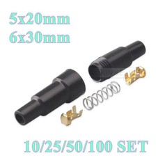 10/25/50/100Stk 5x20mm 6x30mm Sicherungshalter mit Crimpkontakt und Feder Neu