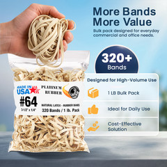 Bulk 3 Pounds – Platinum Rubber Bands USA Postal Size #64 (3-1/2 x 1/4″) 960pcs