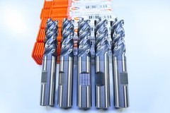 LOT ( 5 PCS ) IMCO 1/2″ POW-R-FEED CARBIDE 68132 END MILLS .030″ RADIUS TOOLS