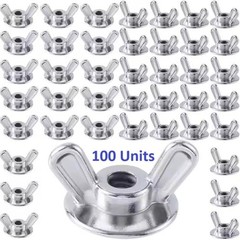 100 Pack 1/420 Zinc DieCast Washered Wing Nuts Metal Fasteners