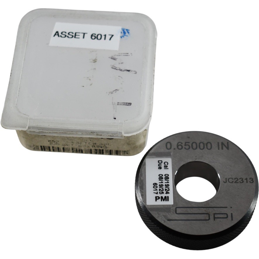 SPI JC2313 Master Setting Ring Gage 0.6500 Inch Plain Bore Calibration Standard