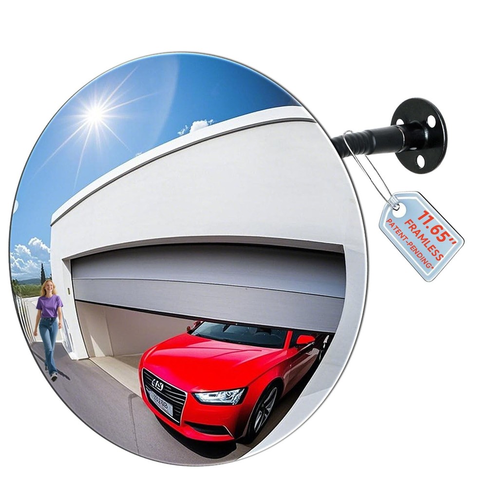 11.65 Inch Frameless 1.8mm Thick Acrylic Convex Mirror – Adjustable Wide Angl…